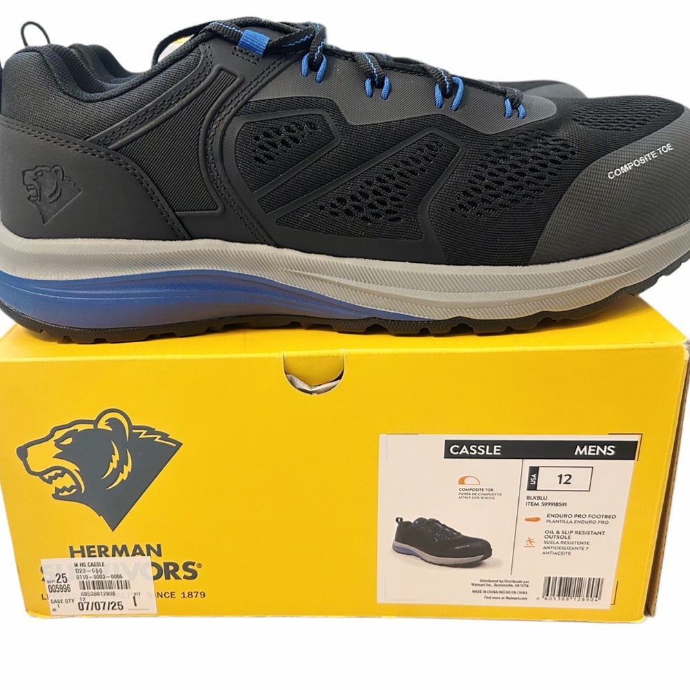 Herman Survivors Men's Black and Blue Composite Toe Boots